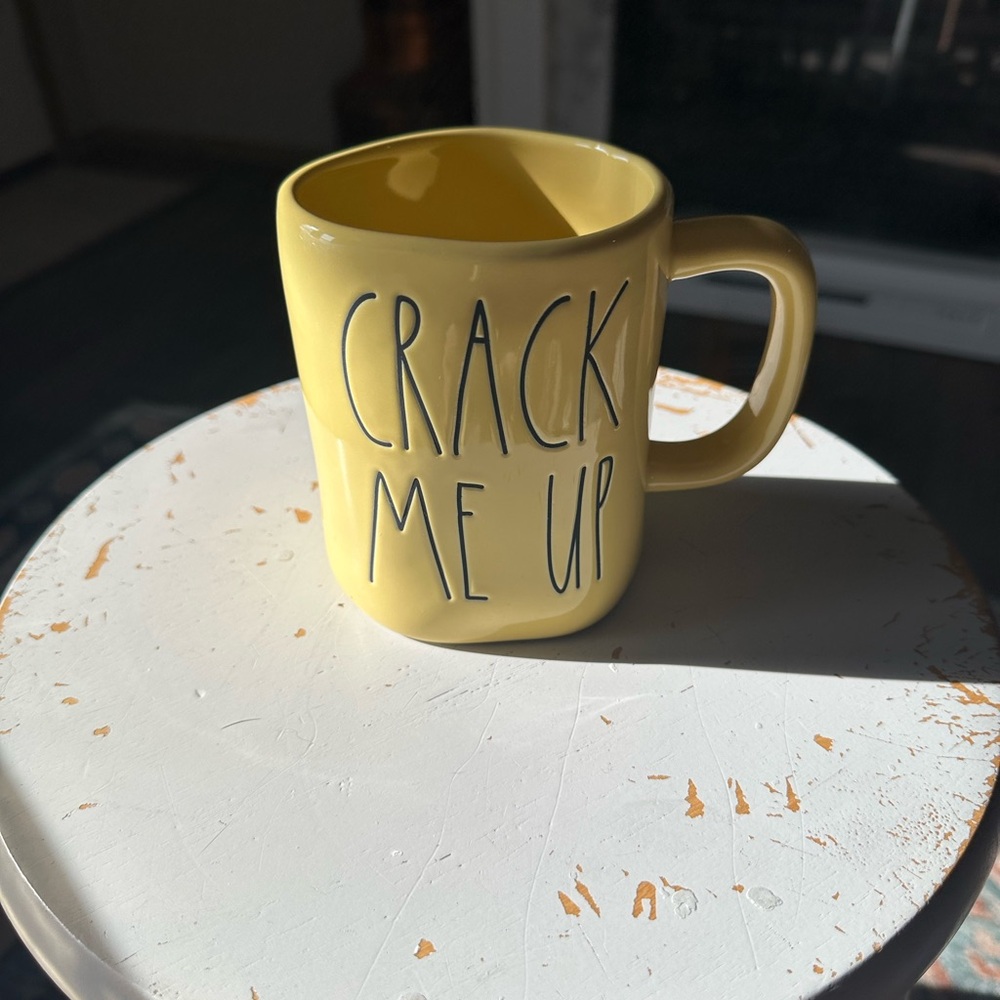 Rae Dunn Yellow 'Crack Me Up' Mug